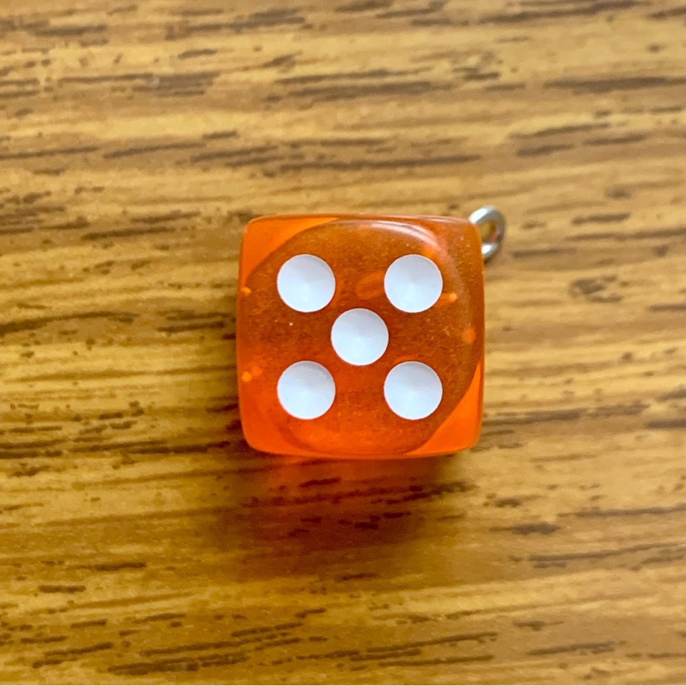 Single Orange Dice Charm Pendant - Picture 8 of 11